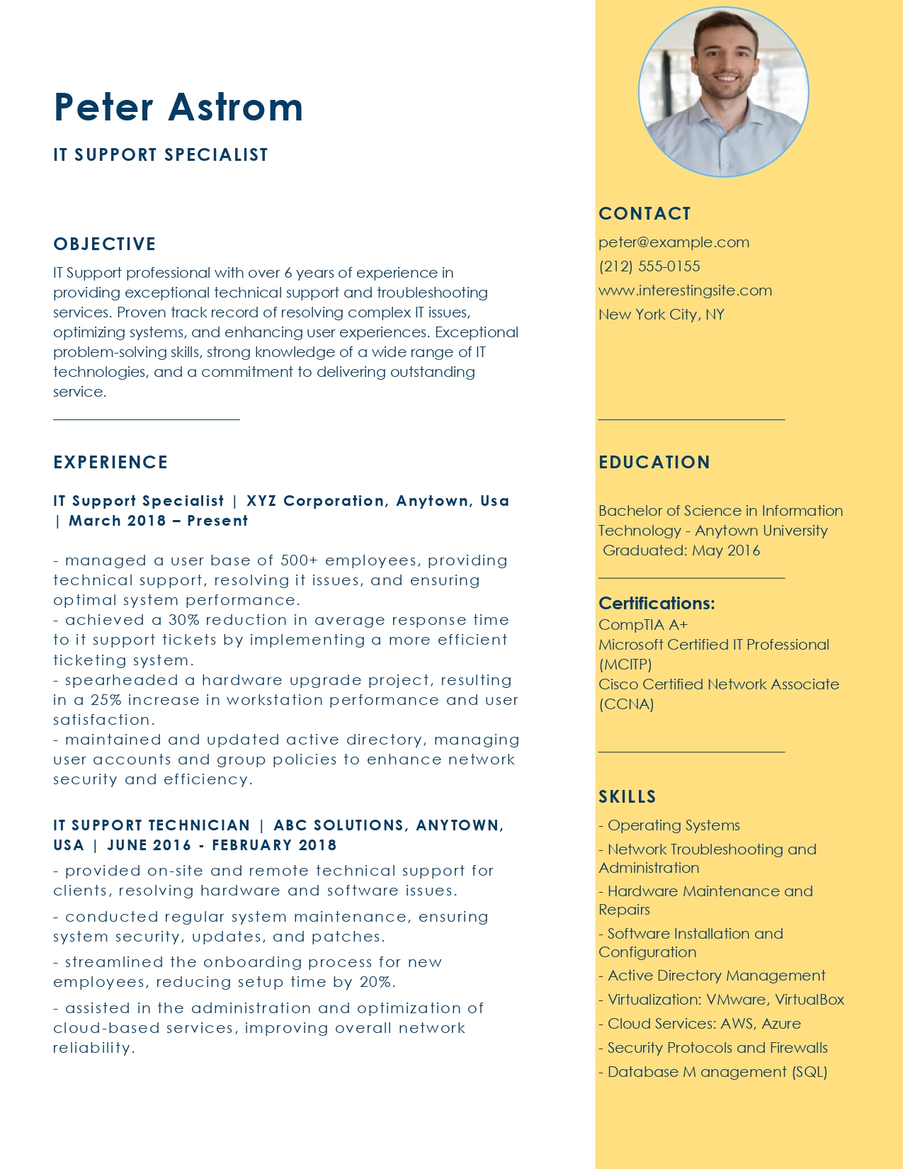 it support resume template
