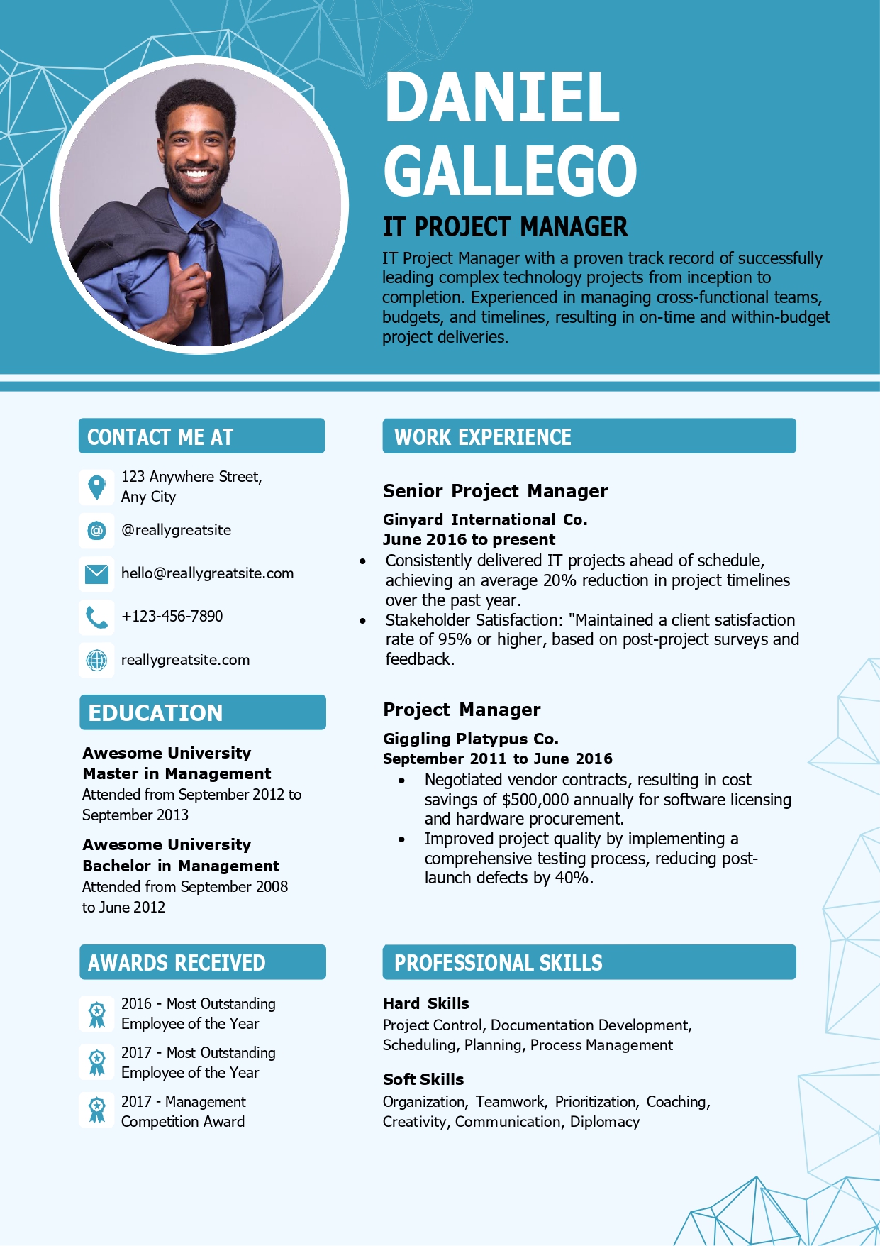 it project manager resume template
