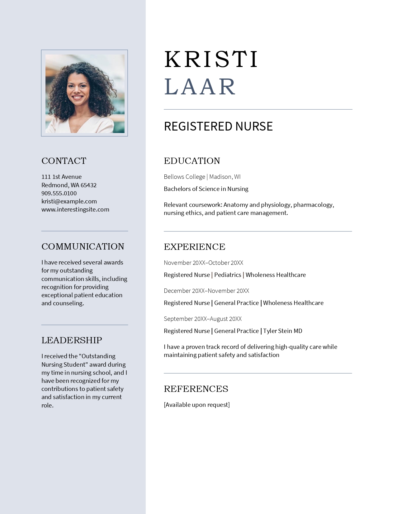 modern nursing resume template